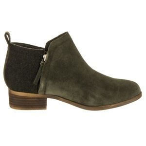 TOMS Deia Suede Ankle Boots Booties Green 6
